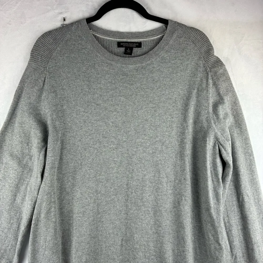 Banana Republic Cotton Cashmere Crew Neck Sweater Men's Large Grey Minimalist